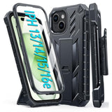 For Iphone 15 Phone Case: For Iphone 14 & 13 & 16E Case Military Shockproof Protective Rugged Cell Phone Cover With Kickstand & Belt-Clip Holster, Heavy Duty Hard Cases 5G - 6.1 Inch Black