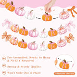 3-Pcs Bow Pumpkin Banner Set for Fall, Thanksgiving & Autumn Decor