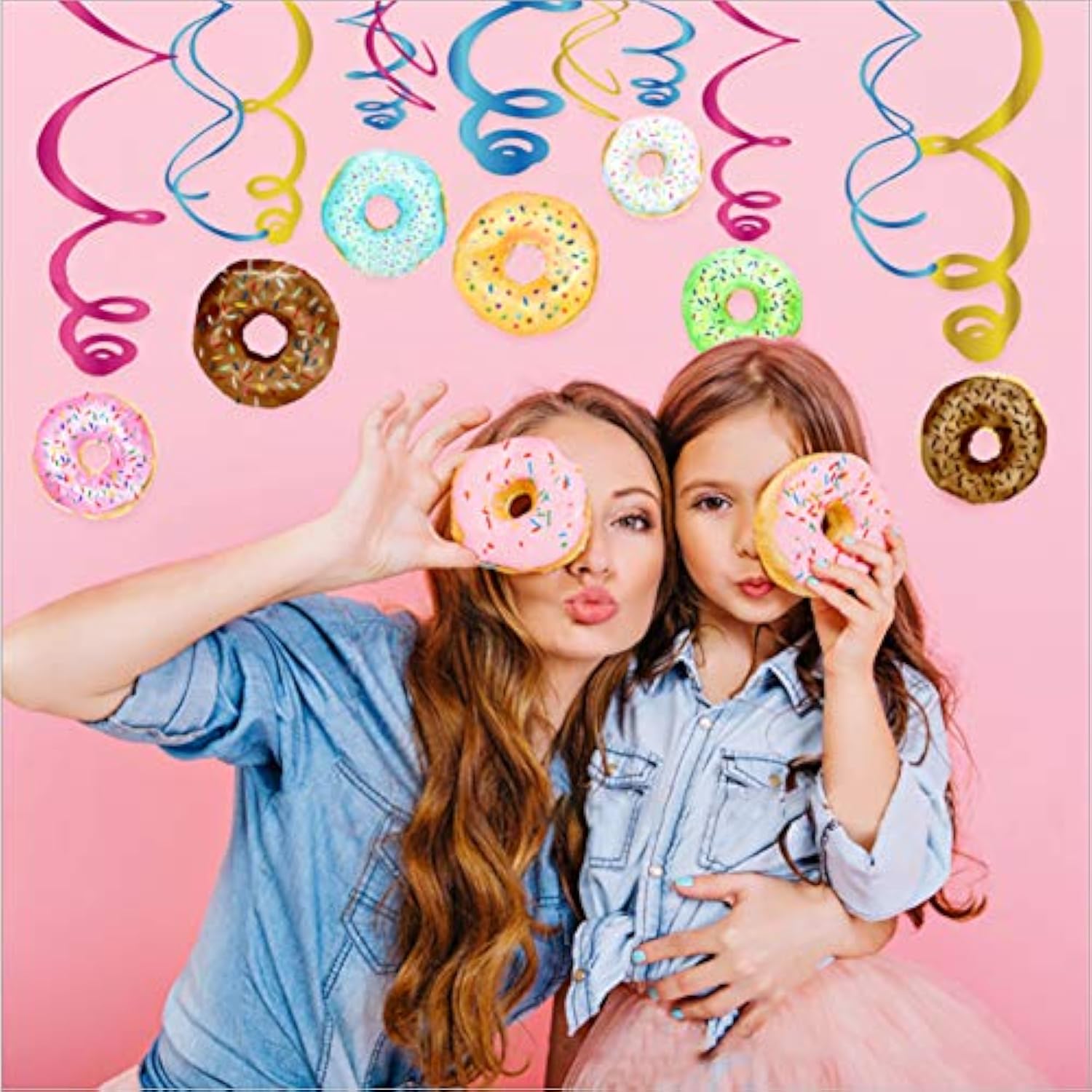 30pcs Donut Hanging Swirl Decorations for Kids Birthday, Baby Shower, Classroom