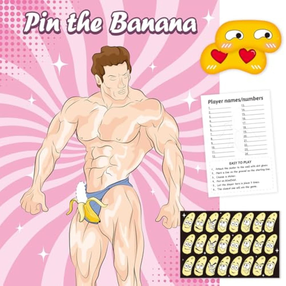 Bachelorette Party Games Pin The Banana On The Hunk Bridal Shower Games For 24 Guests