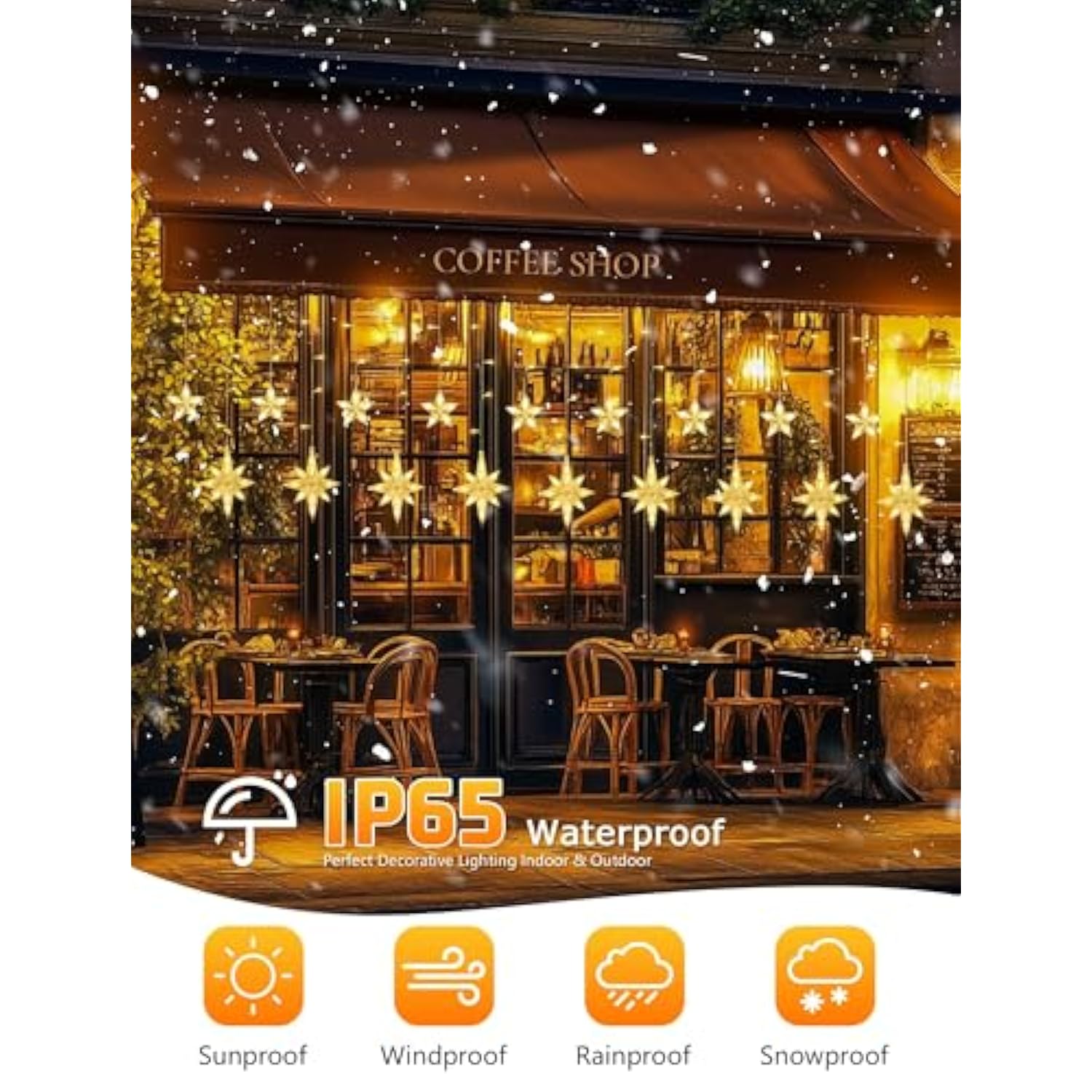 126 Led Star Icicle Lights,7.8Ft Connectable Window Curtain Lights Plug In,8 Lighting Modes Timer Bethlehem Star Christm