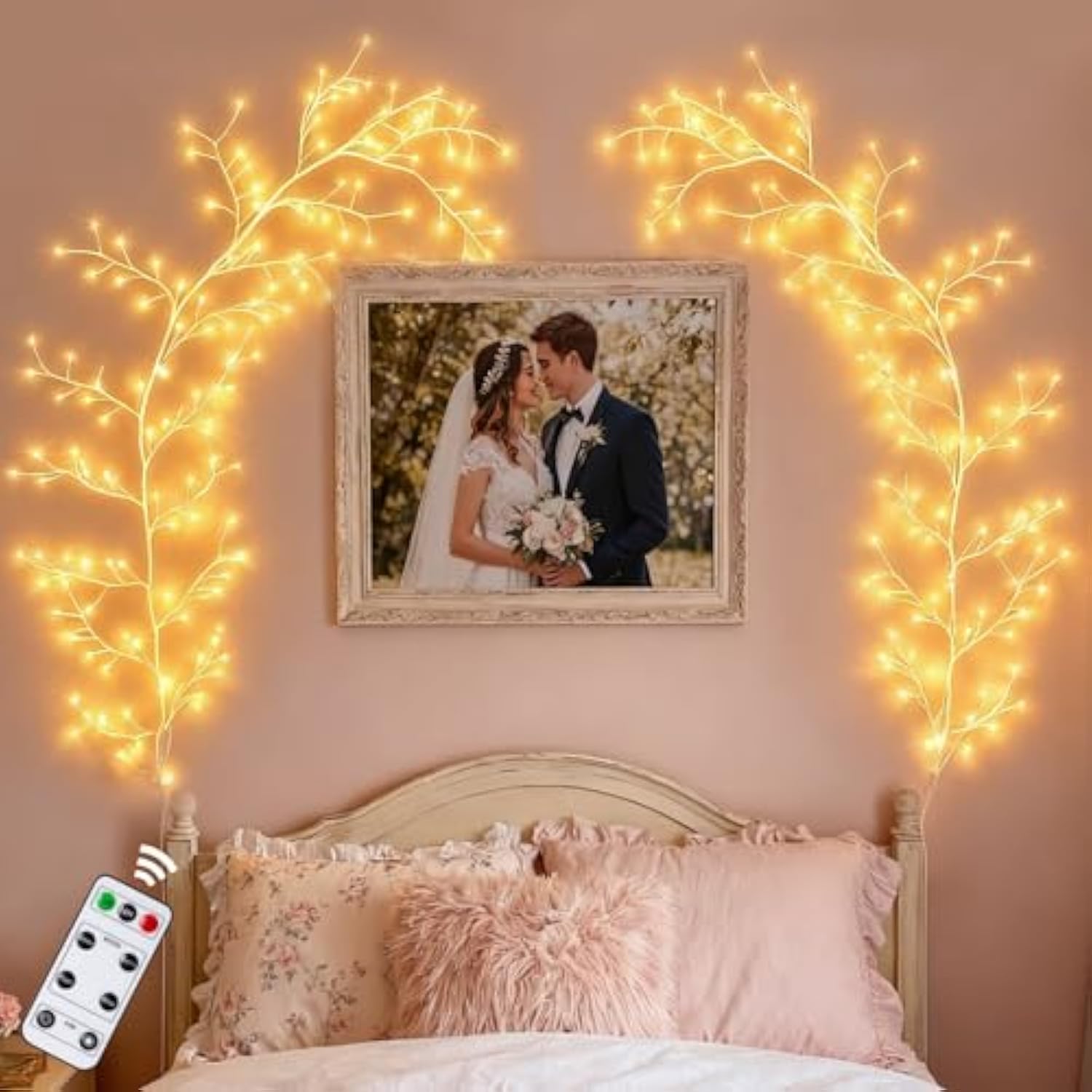 Willow Vine Lights With Remote For Wall: 7.5Ft Led Enchanted Vines Lights Diy White Birch Tree Light For Room And Home D