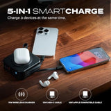 Smartcharge 5-In-1 Travel Power Bank With Wall Plug & Built In Usb C Cables, 10000Mah International Travel Essentials & European Portable Charger, Compatible With Iphone 16/15/14 Ipad & Samsung