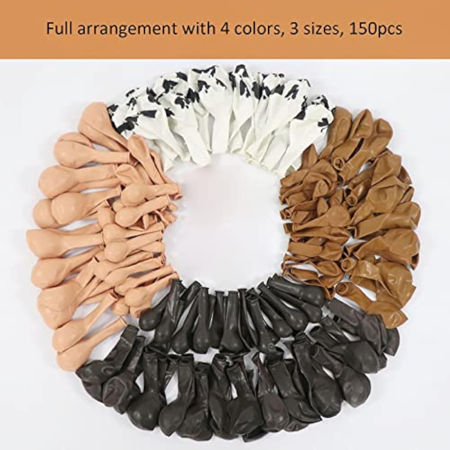 Cow Balloon Garland Arch Kit-150Pcs Brown Apricot Cocoa Cow Pattern Ba
