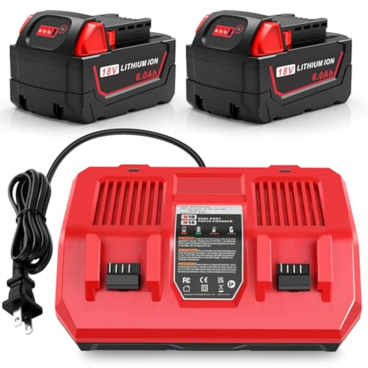 5.5Ah M18 Battery Replacement For Milwaukee M18 Battery 48-11-1812 48-11-1820 48-11-1840 48-11-1850 48-11-1852 48-11-1862 Compatible With Milwaukee 18V Battery (2 Pack)