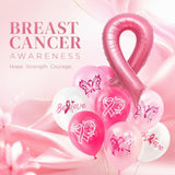 Breast Cancer Awareness Balloons – 38 Pcs Pink Ribbon Latex Foil Set
