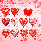 150 Pcs Valentines Day Balloons Set 18 Inch Valentine's Day Foil Balloons Red Heart Assorted Balloons with Rose Petals for Valentines Party Sweetest Day Special Night Romantic Decor