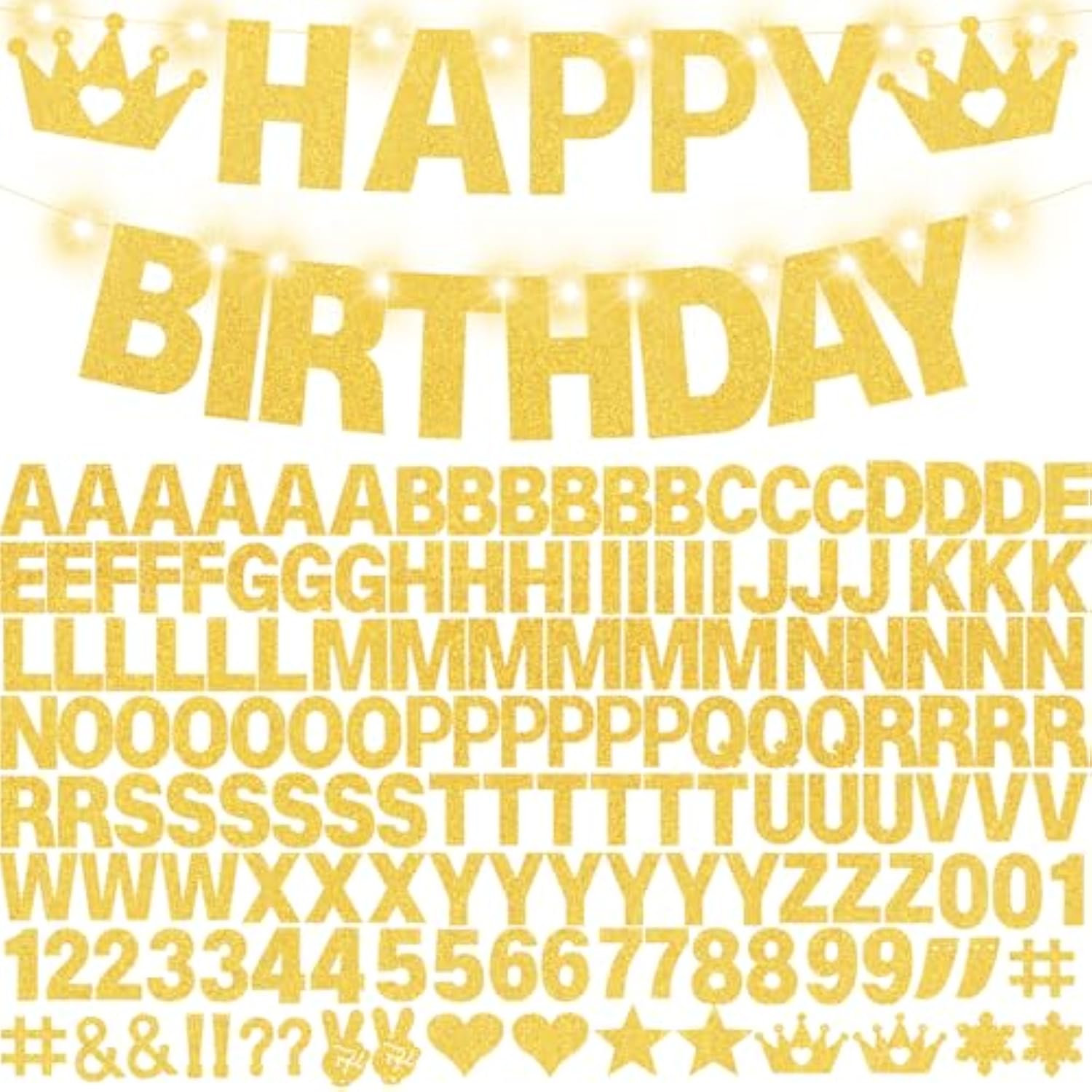 167Pcs Diy Glitter Customizable Banner Kit Custom Banner Happy Birthday Personalized Letter Banners Decor For Christmas Baby Shower Birthday Party Decorations Supplies(Glitter Gold?