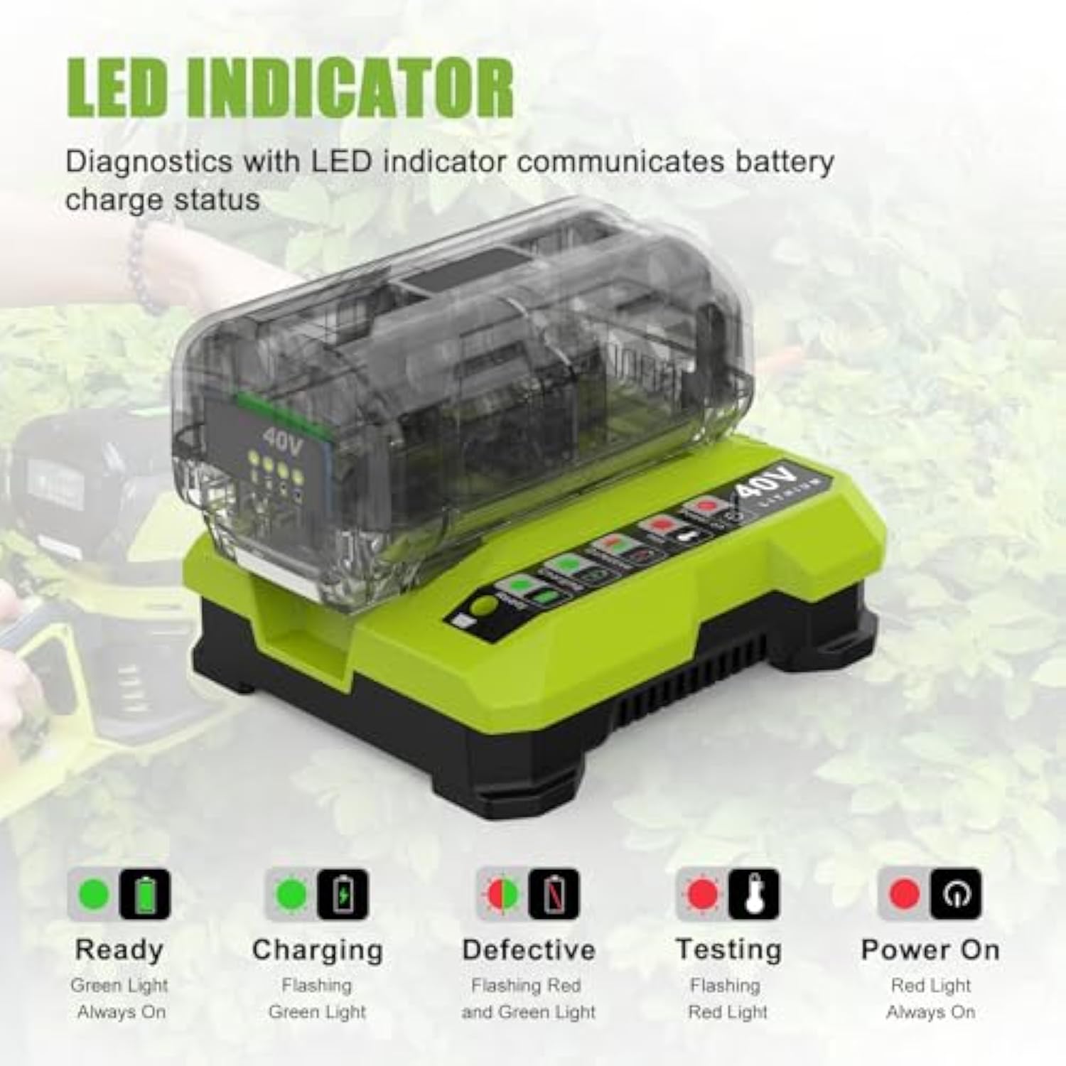 Replacement For Ryobi 40V Battery Charger Op401 Rapid Charger For Ryobi 40V Battery Compatible With Op4015 Op4026 Op4030 Op4040 Op4050 Op4050A Op4060 Op40601