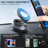 Vacuum Suction Magnetic Phone Holder, 2025 Upgraded Foldable Retractable Suction Cup Car Phone Mount for Magsafe, 360° Adjustable Magnetic Phone
