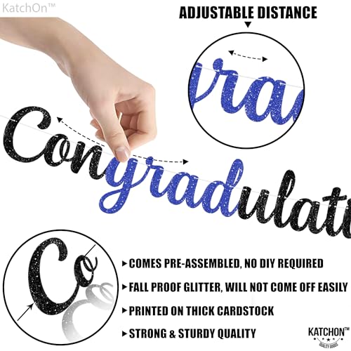 Glitter Blue and Black Congratulations Banner 10 Feet