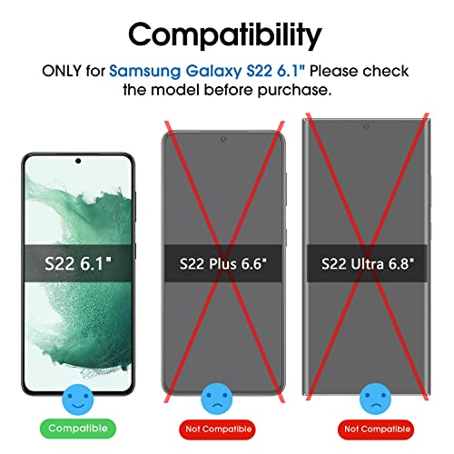 Screen Protector For Samsung Galaxy S22 5G 6.1 Inch [100% Fingerprint Id Compatible] With Tempered Glass Camera Lens Protector And Easy Installation Tray, Hd Clear, Hybrid Film, 2+2 Pack