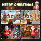8 Ft Christmas Inflatable Santa Outdoor Decoration With Gift Bag, Giant Santa Carrying Gift Bag With Built-In Led Lights