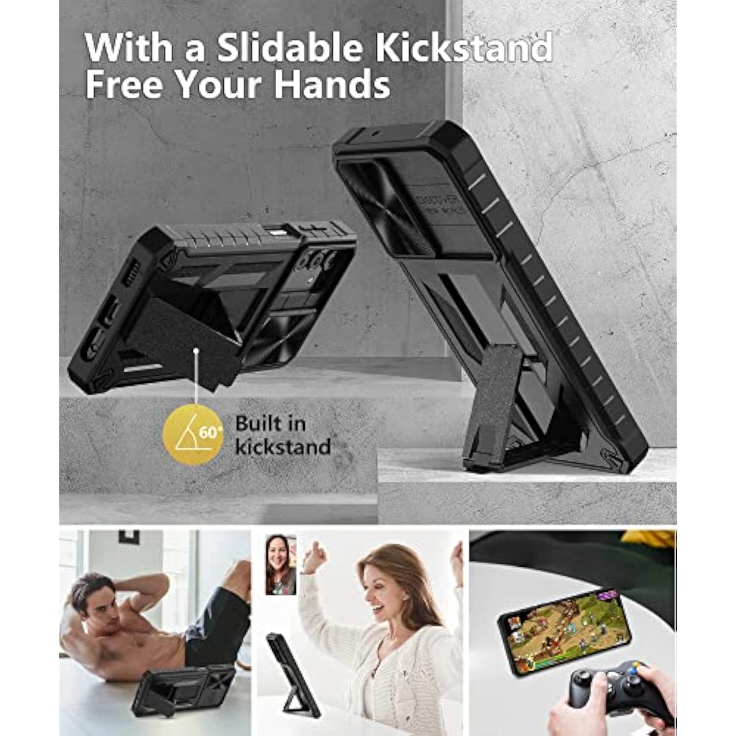 Case For Samsung Galaxy A13 5G: Grade Drop Proof Protection Rugged Protective A13 5G/4G Phone Cover With Belt Clip Holster Kickstand & Slide - Shockproof Tpu Matte Textured Bumper - Black