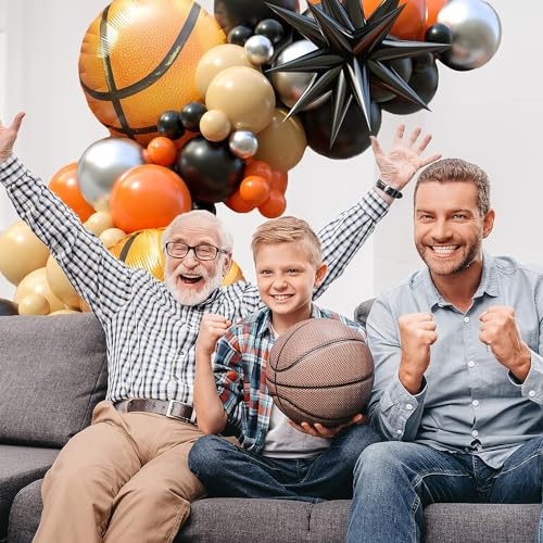 Basketball Balloon Arch Garland Kit, 103Pcs Basketball Party Balloons Orange Black Balloon Garland for Boys Girls Birthday Sports Party Volleyball Baby Shower Graduation