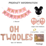 Oh Twodles Birthday Balloons, Oh Twodles Balloon Banner Party Supplies Number 2 Balloon For 2Nd Second Boy Birthday Party Decoration 12Pcs Kit Of (Rose Gold)