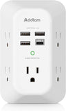 Surge Protector Outlet Extender 5 Outlets 4 USB Ports USB C 1800J Wall Charger White
