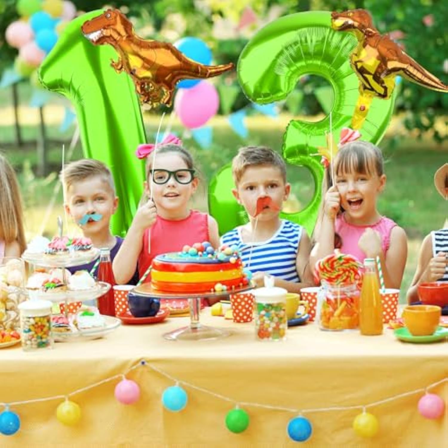 Dinosaur Number 3 Ballloon, 40 Inch Green Number 3 Balloon, Mini Dino Foil Balloons Baby Dinosaur Balloons For Kid Dino Theme Jungle 3Rd Birthday Baby Shower Party Decorations