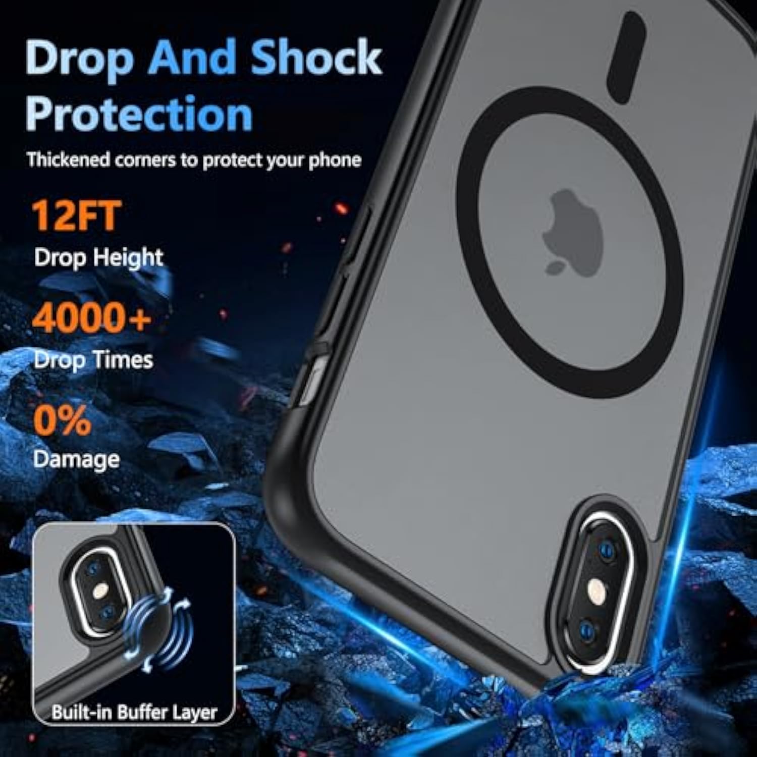 For Iphone X Xs Case, Iphone X Case With Screen Protector, Iphone Xs Phone Case Compatible With Magsafe, Magnetic Military Grade Shockproof And Dropproof Phone Case, Silky Soft Touch, Black