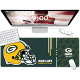 Large Gaming Mouse Pad, Extended Desk Mousepad With Stitched Edges, Football Computer Keyboard Pad,Green Design For Sport Fans, 31.5 X 11.8 In