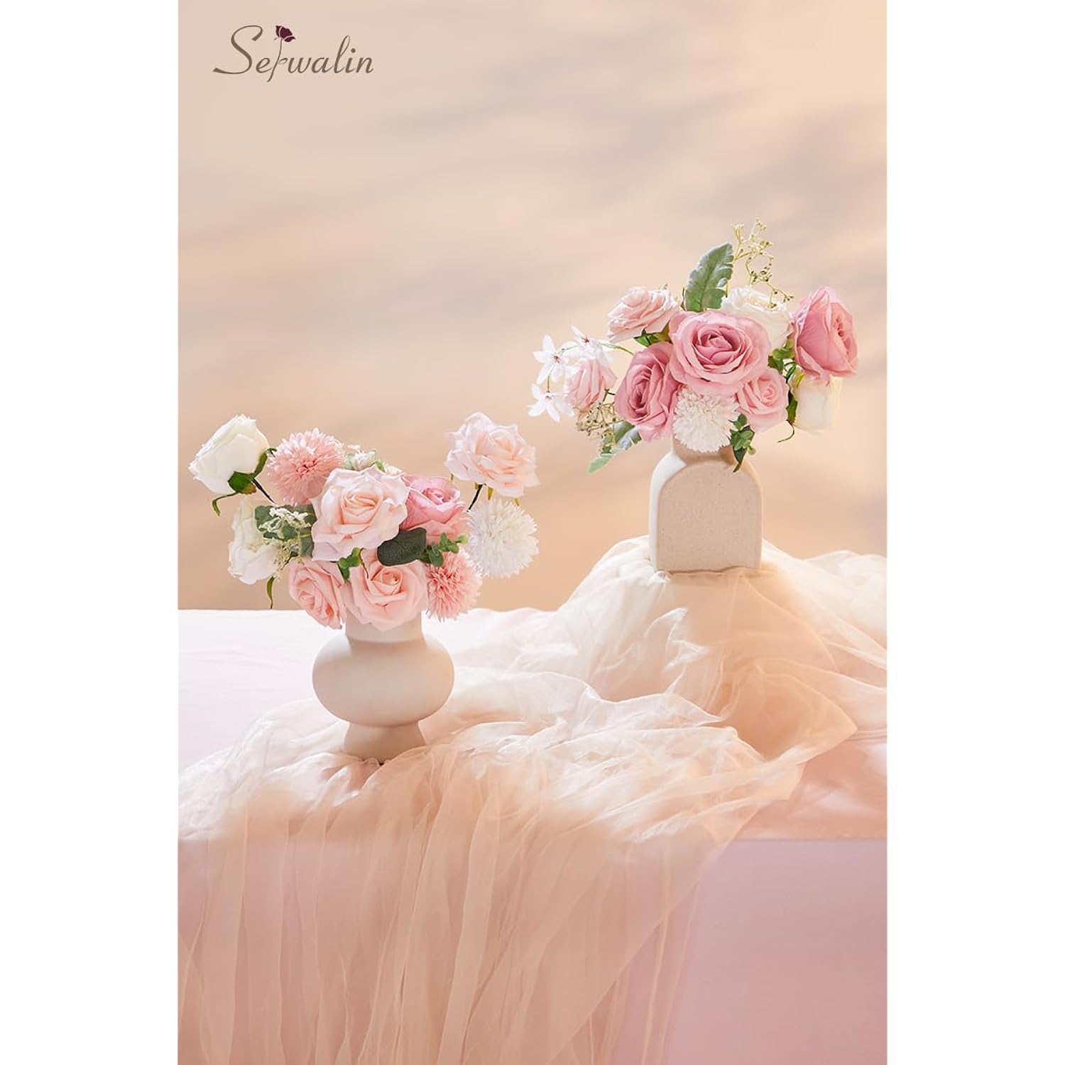 Artificial Flowers Fake Silk Flowers For Diy Wedding Bouquets Cake Decoration Mixed Roses Combo Blush Pink And White Flower Centerpieces Arrangements For Party Table Chair Decor