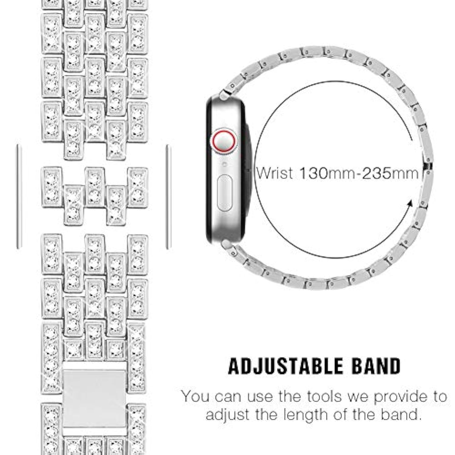 Jewelry Replacement Bands for Apple Watch Series Ultra/10-1, Multiple Sizes