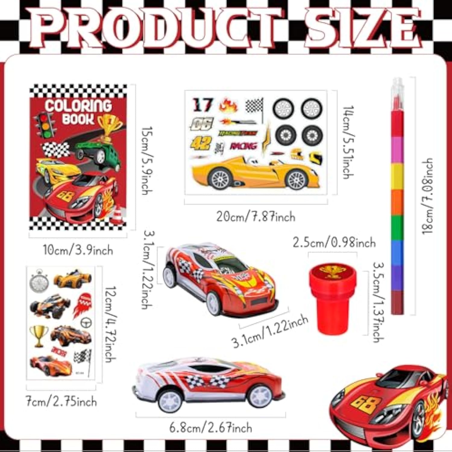 72 Pcs Race Car Coloring Book Bulk,Checkered Flags Racing Party Favors Goodie Bags Fillers, Let'S Go Racing Birthday Party Supplies Classroom Reward Prizes Pinata Gift For Race Fans