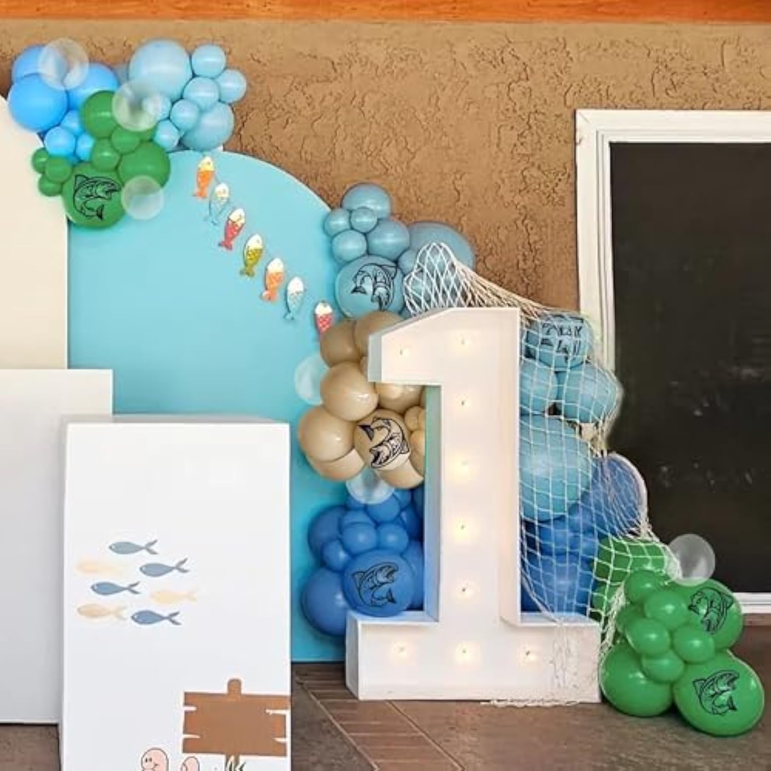 168-pc "Gone Fishing" balloon garland arch for birthday, retirement & baby shower décor