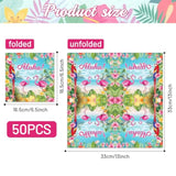 Pack Of 50, Tropical Aloha Paper Napkins, Colorful Flamingo Parrot Design, Hawaiian Themed Disposable Cocktail Napkin For Luau, Beach, And Summer-Themed Birthday Party Supplies, 13X13 Inches Unfolded