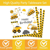 80 Pcs Construction 3Rd Birthday Decorations Construction Three Years Old Disposable Paper Dinner Plates Napkins Forks Dinnerware For Dump Truck Theme 3Rd Bday Party Supplies Decorations