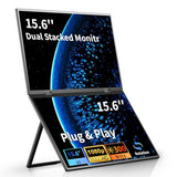 Dual Portable Monitor, 15.6" 1080P Fhd Ips Folding Stacked Triple Laptop Screen Extender, Usb-C Plug & Play Travel Extended Computer Display For Laptop Pc Windows