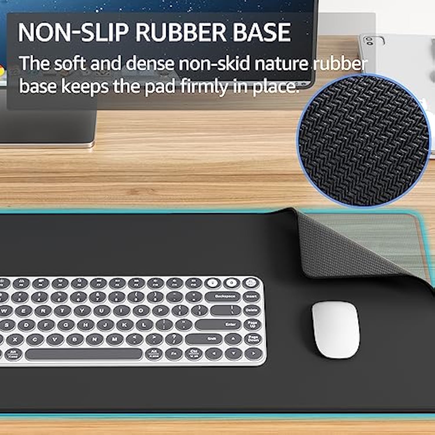 Large Gaming Mouse Pad With Superior Microweave Cloth, Extended Desk Mousepad With Stitched Edges, Nonslip Base, Water Resist Keyboard Pad For Gamer, Office & Home, 31.5 X 11.8 In, Black