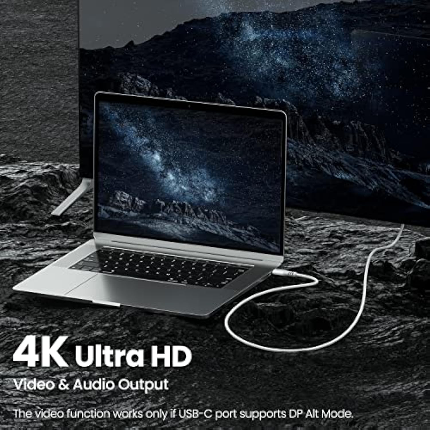 Usb-C 3.2 Gen 2X2 Cable - 10Ft, 20Gbps/100W Fast Charge, 4K 60Hz Video, Right Angle, Compatible With Macbook Pro, Ipad, Galaxy S22, Usb-C Monitors (Grey)