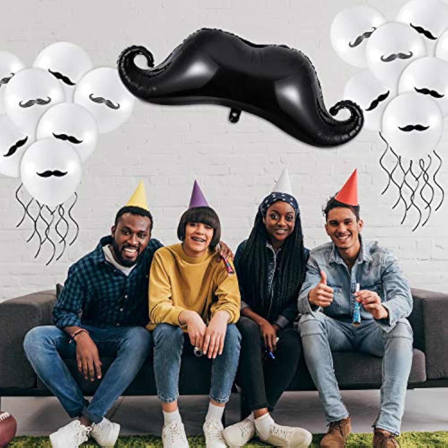 38 Pcs Mustache Balloons Black Mustache Latex Balloons Party Decorations Large Beard Foil Decorfor Birthday Graduation Little Man Themed Party Fathers Day Decoration Supplies