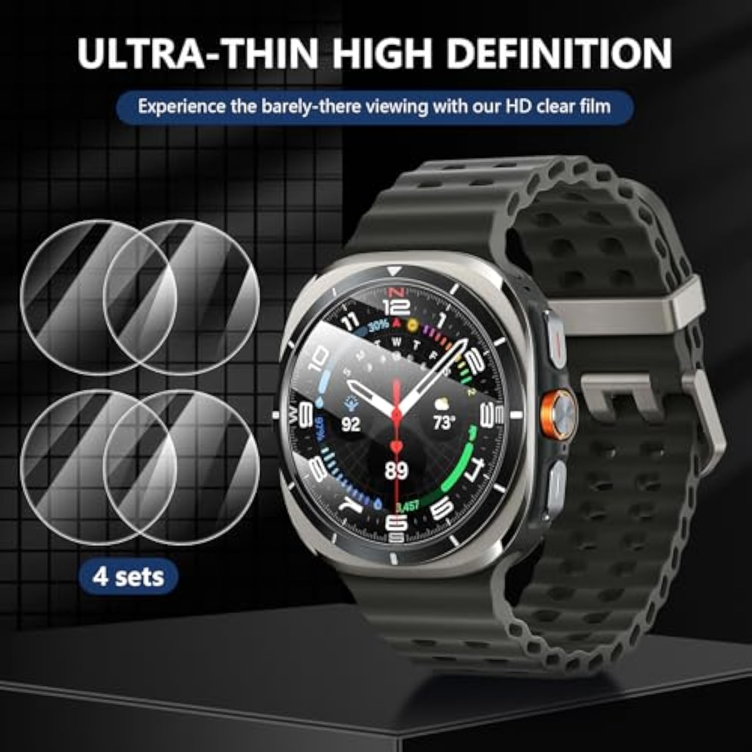 4-Pack Samsung Galaxy Watch 6 7 Screen Protector 9H Anti-Scratch Glass