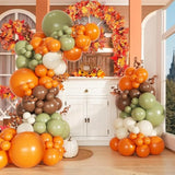 139PCS Fall Balloon Arch Kit with Orange Brown Green White Balloons for Autumn