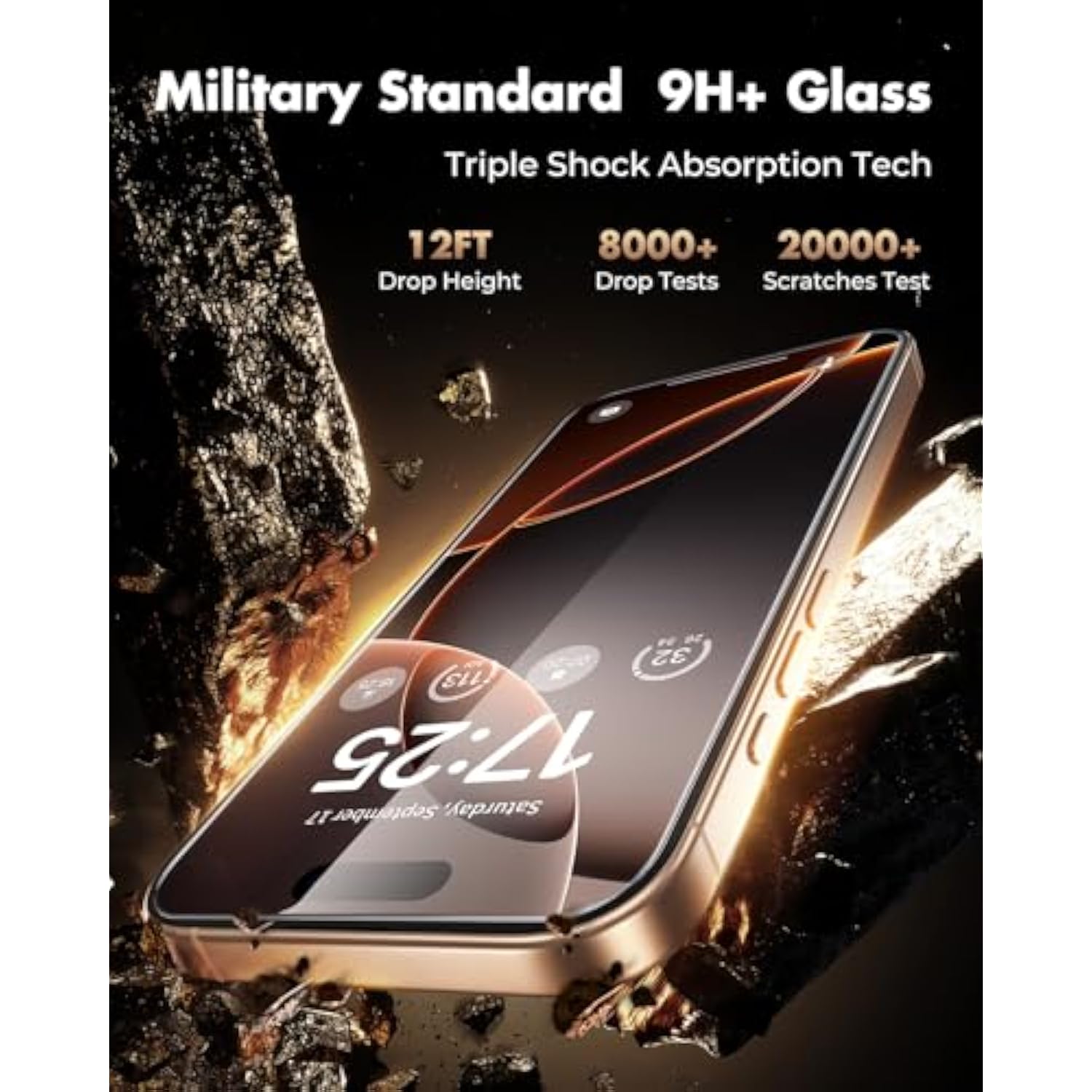 Screen Protector For Iphone 16 Pro, Pull-To-Protect Easy Installation, Auto Dust-Elimination, 9H+ Military-Grade Tempered Glass, Bubble-Free, Case Friendly, Hd Clear, 6.3 Inch, 2 Pack