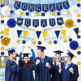Blue and Gold Graduation Decorations 2026 Set, Congrats Grad Banner