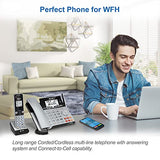 At&T Tl86103 2-Line Corded/Cordless For Small Business With Answering Machine, 2-Mailboxes, Connect-To-Cell, Caller Id Announcer, Intercom, Long Range & Expandable To 12 Handsets, Silver/Black