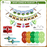 Pixel Gaming Birthday Decorations TNT, Sword Balloons & Party Supplies Kit