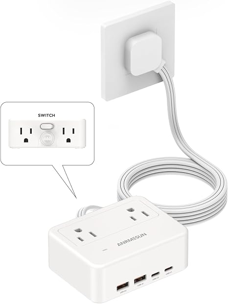 Cruise Power Strip 4 Outlets 4 USB Ports PD 20W Flat Plug White