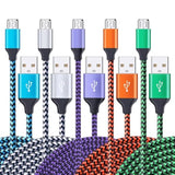 5 Pack 6ft Micro USB Charging Cables Nylon Braided for Android and PS4