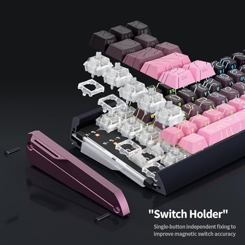X Skyloong 60% Aluminum Gaming Keyboard, Gk68 He Usb Wired Magnetic-Switch Rgb Backlit Mechanical Keyboards With South-Facing Print Contour Line Keycap And Knob Multi-Layer Gasket (White)