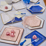 Hexagon Design Disposable Paper Plates (18 Pc) Heavy Duty Paper Plates 10 Inch, Disposable Party Dinnerware For Birthday, Dinner Plates For Baby Showers, Weddings & Events, Blue