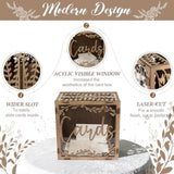 Wedding Card Box With Window, Brown Wooden Box Wedding Decorations For Reception, Money Index Card Box For Wedding Bridal Shower Rustic Wedding Decor Party Decorations
