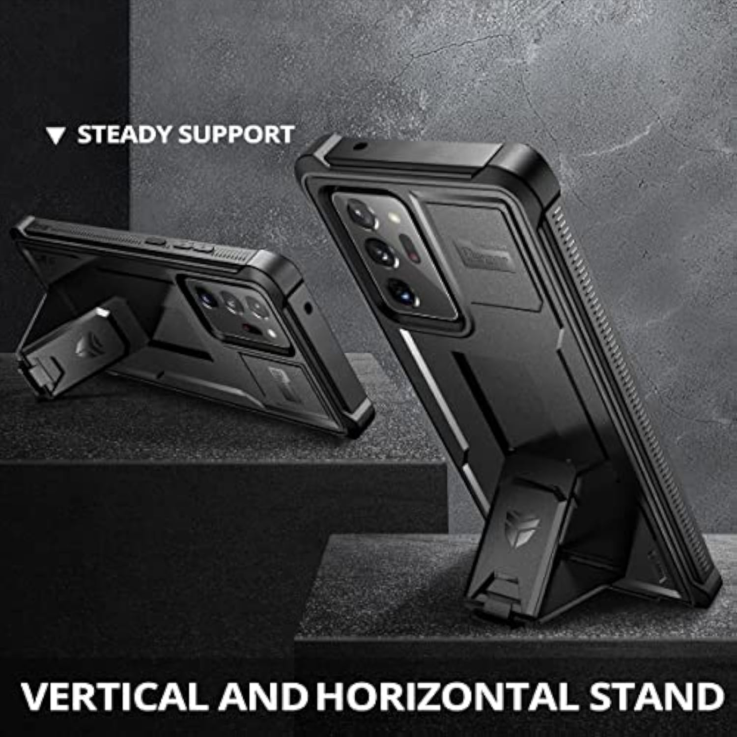 For Samsung Galaxy Note 20 Ultra 5G Case, [Built In Screen Protector And Kickstand] Heavy Duty Military Grade Protection Shockproof Protective Cover For Samsung Galaxy Note 20 Ultra Black