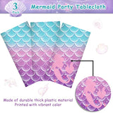 3Pcs Mermaid Birthday Party Tablecloth Decorations,Disposable Plastic Table Cover For Princess Under The Sea Baby Shower Themed Kids Birthday Party Supplies,108X54 Inch