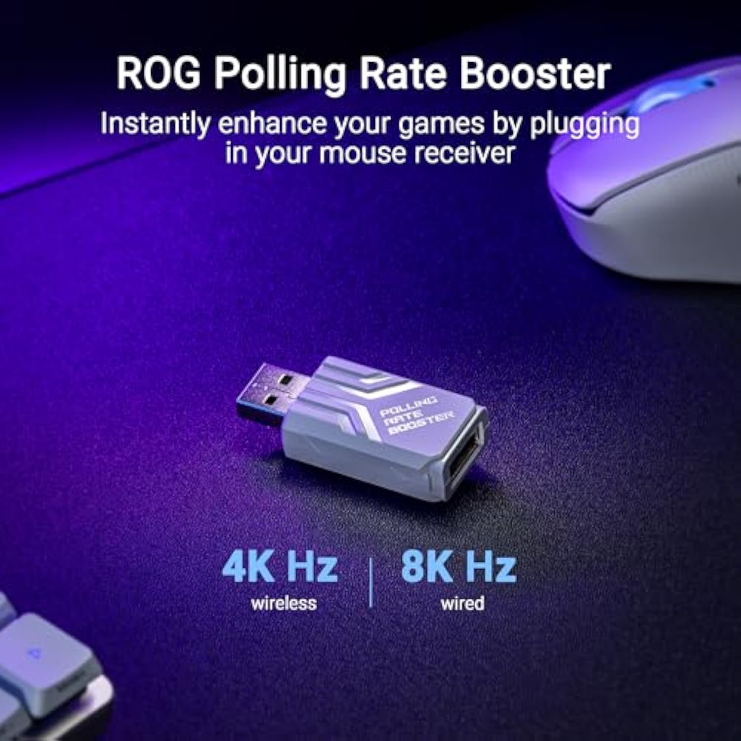 ASUS ROG Keris II Ace Wireless Gaming Mouse – Right-Handed Ergonomic, 54g, Tri-Mode Connectivity, 42K DPI, up to 107Hr Battery, PC/Mac Support - White