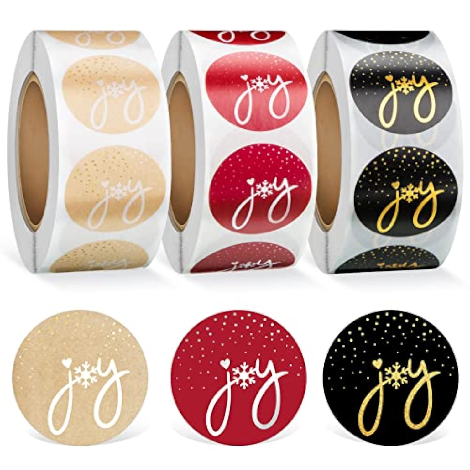 1500 Pieces Joy Christmas Stickers For Envelopes Seals Decorative Christmas Joy Card Stickers Decals Labels For Xmas Party Favors Supplies Decoration, 1 Inch