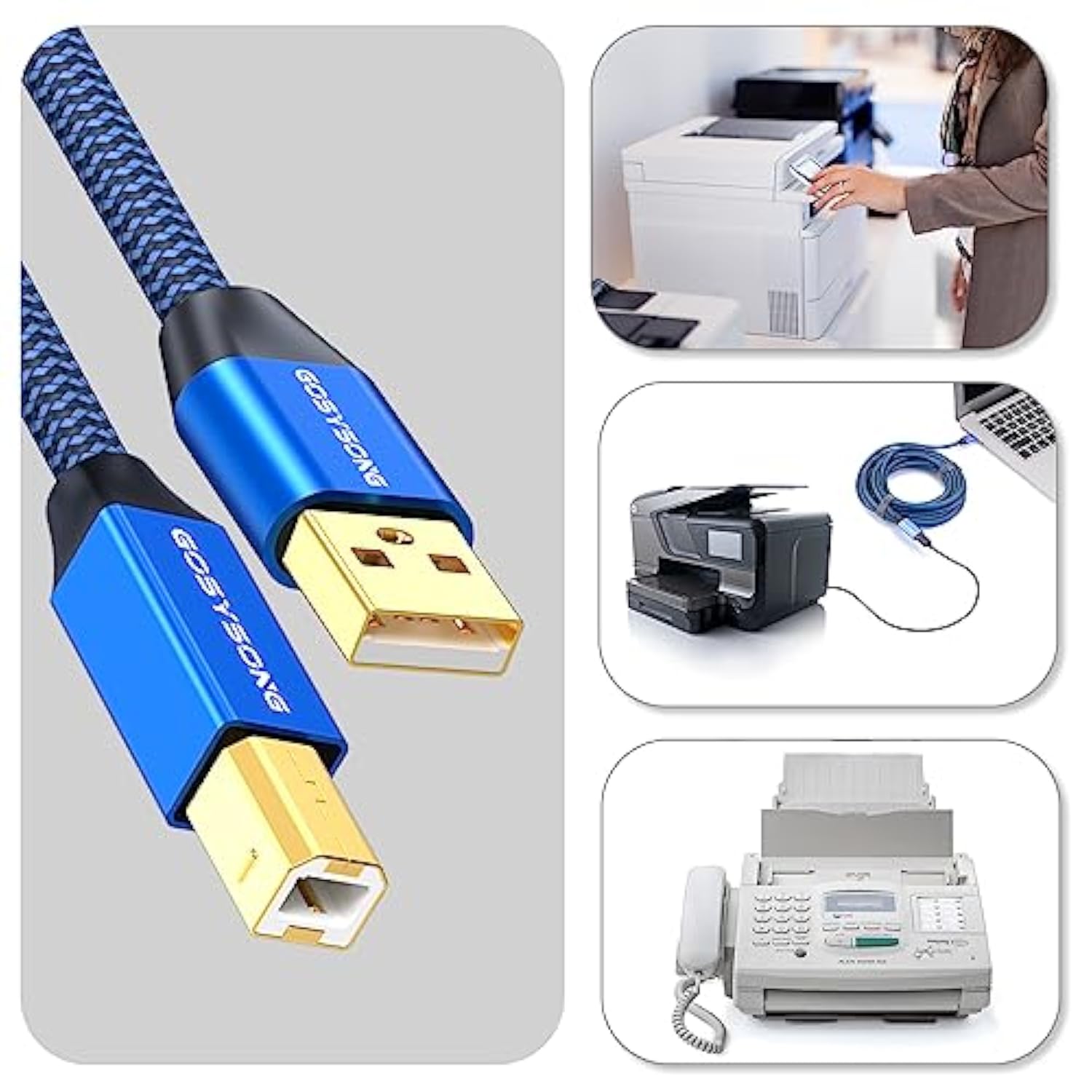 Usb Printer Cable 40Ft, Active Usb A To B Printer Cable, High Speed Long Print
